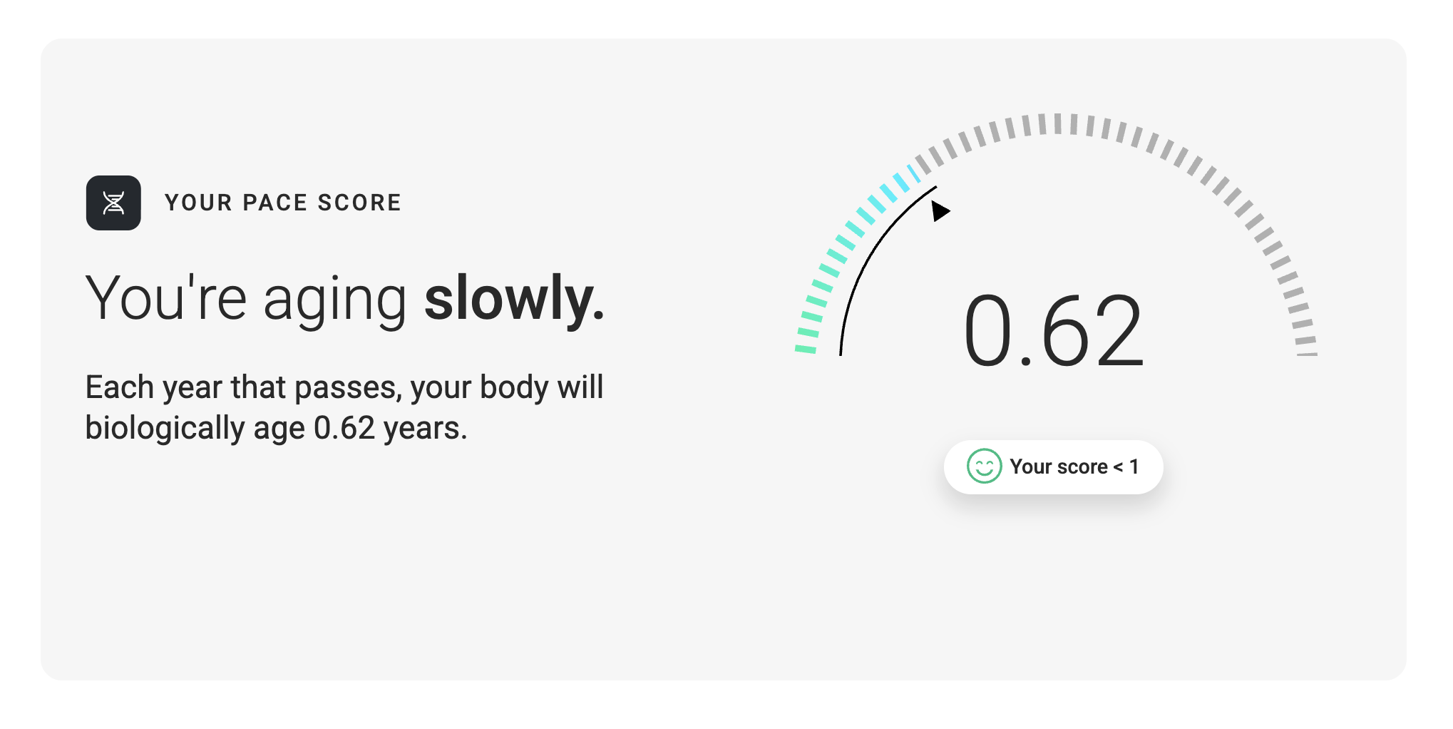 Pace of Aging 0.62 — aging slowly