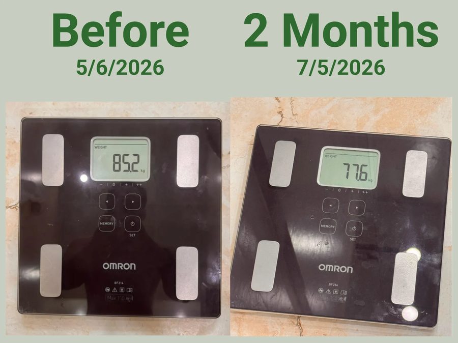 Weight 85.2kg to 77.6kg in 2 months